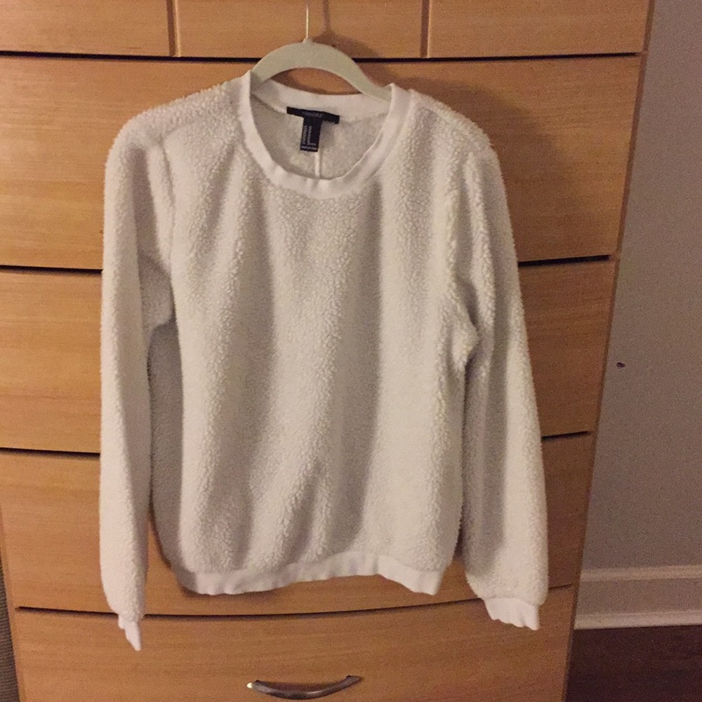 White Fluffy Crewneck Forever 21